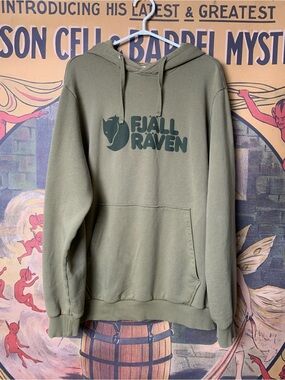 Fjallraven Olive Green Logo Pullover Hoodie